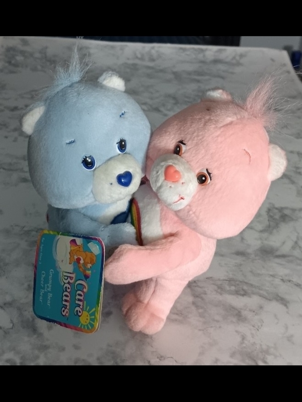 Vintage 2002 Care Bears Cuddle Pair – Cheer Bear & Grumpy Bear – Tagged